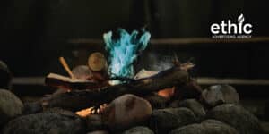 ethic advertising agency blue camp fire with logo for twitter image