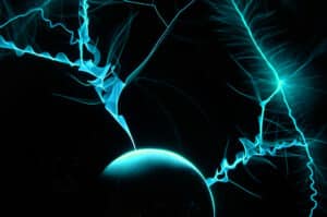 blue ethic advertising agency electricity and ball on black background